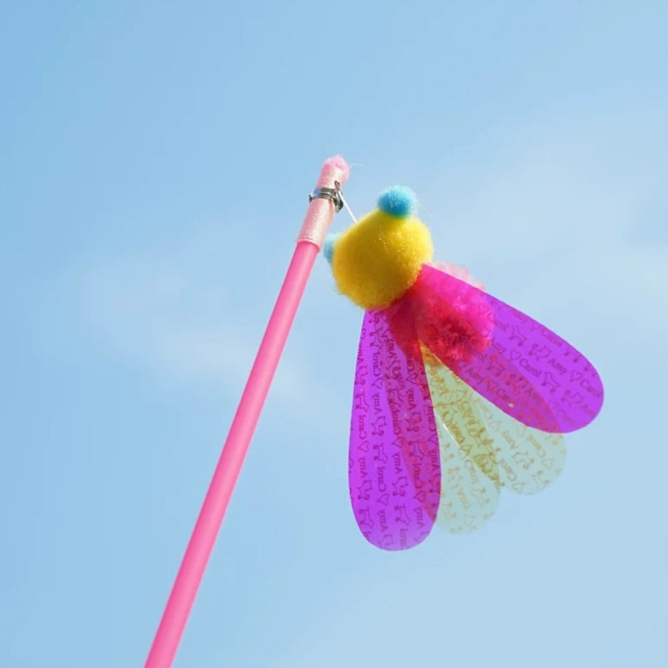 Feather & Foil cat teaser wand with natural feathers and gold handle — interactive play toy for cats